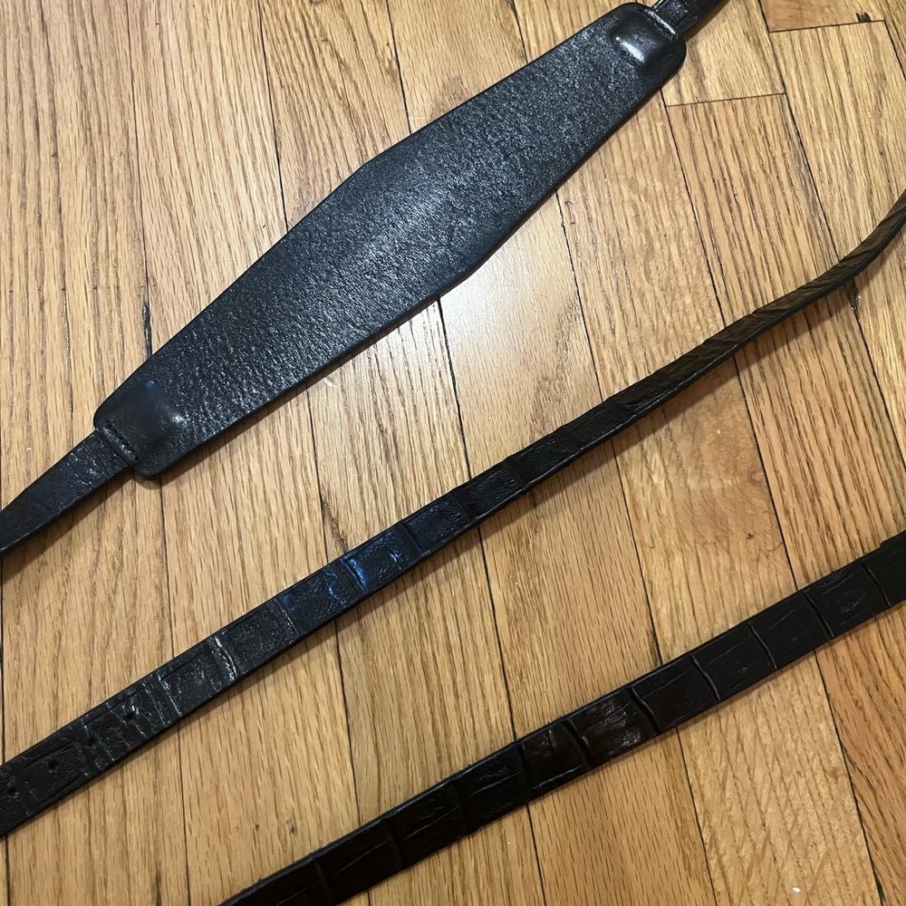 Black Textured Leather Women's Wrap Belt